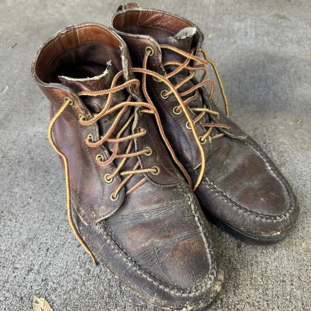 Vintage LL Bean Maine Guide Shoes Leather Moc Toe Made in USA - Size 10 E